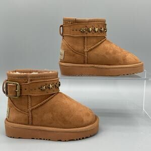 Dream Pairs Girls Faux Fur Lined Ankle Boots Brown Size 5T